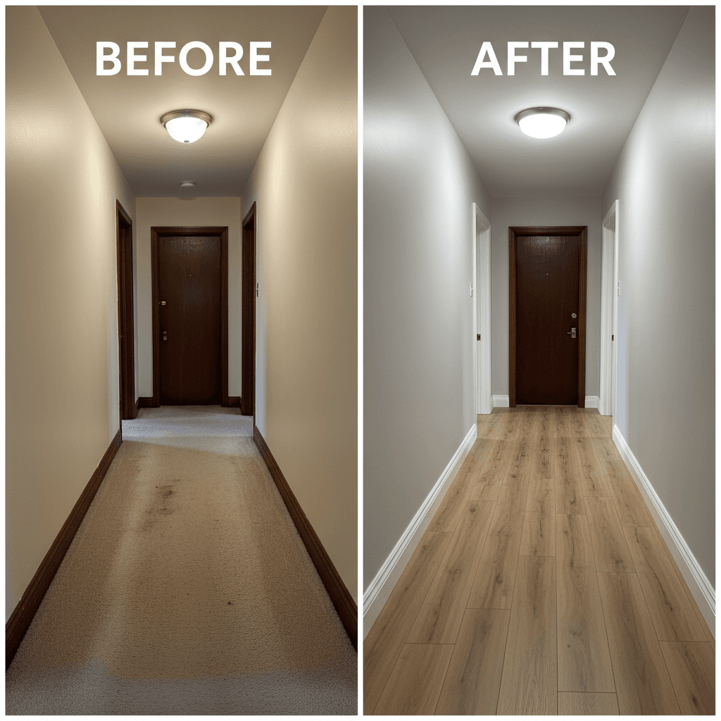 Flooring before and after comparison