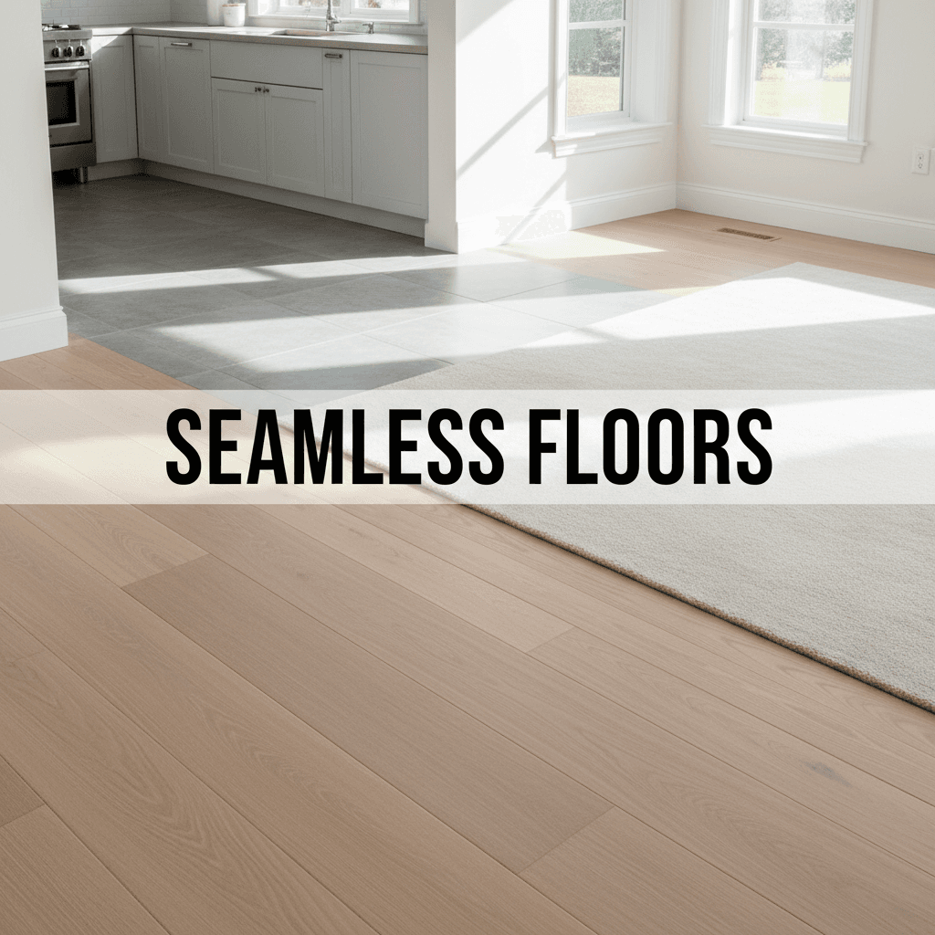 Completed flooring with room transitions