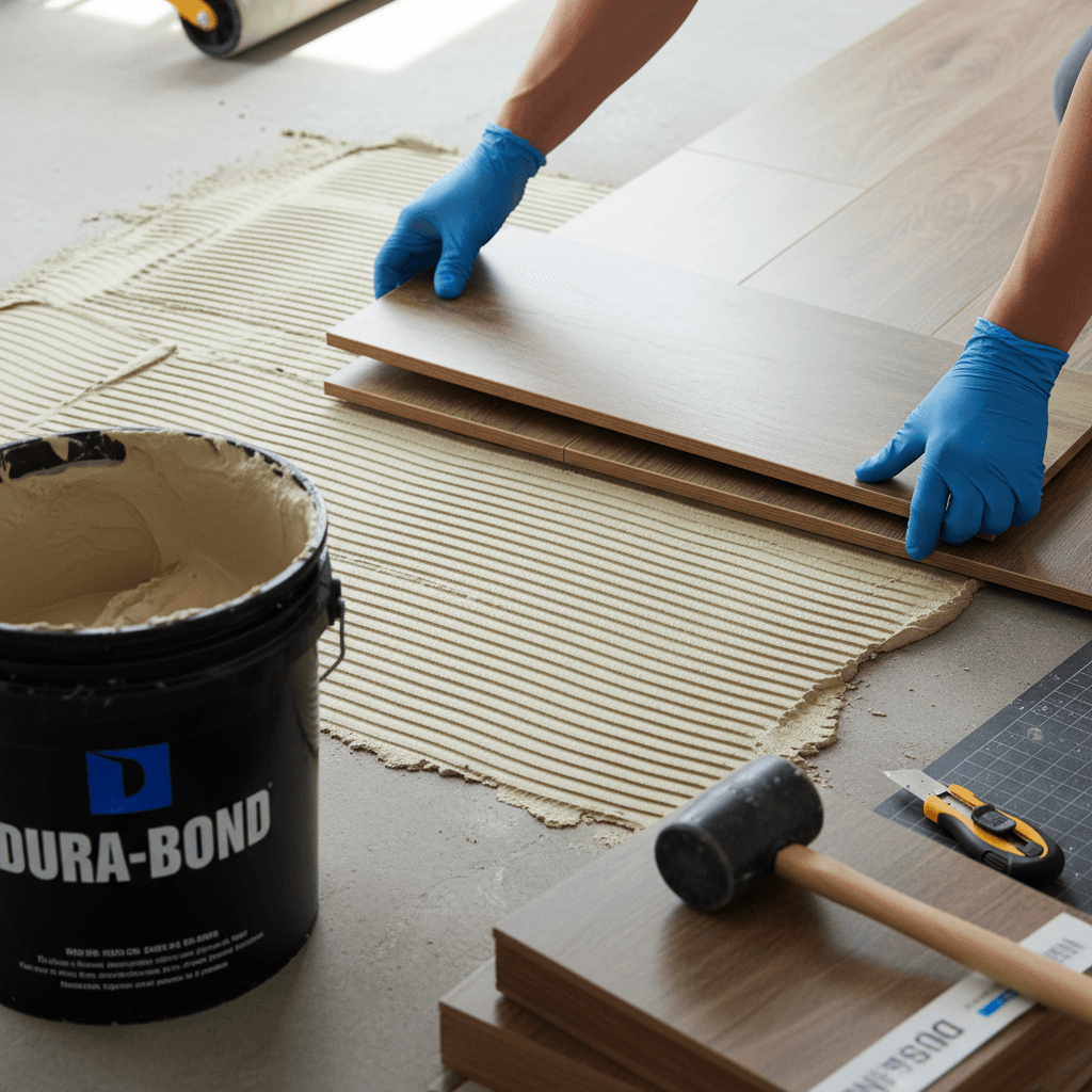 Glue-down flooring installation