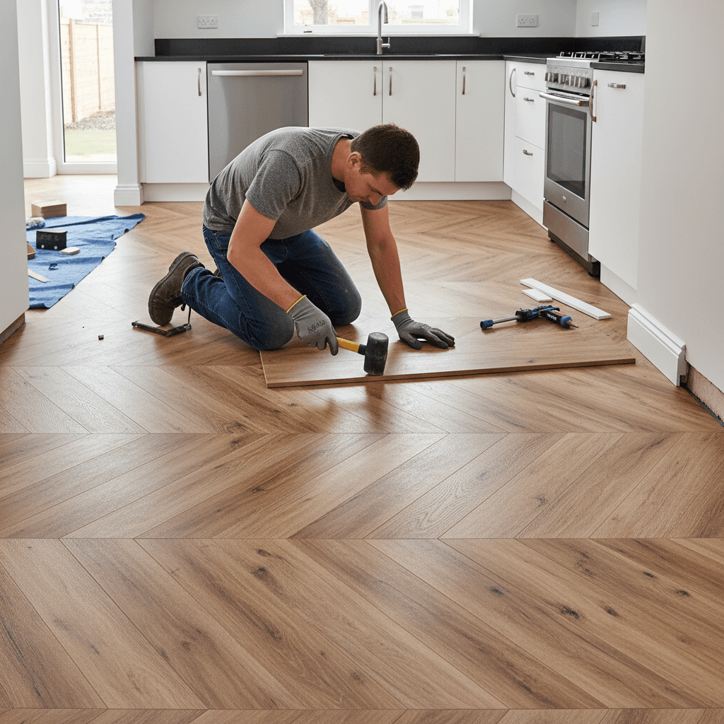 Laminate flooring in kitchen
