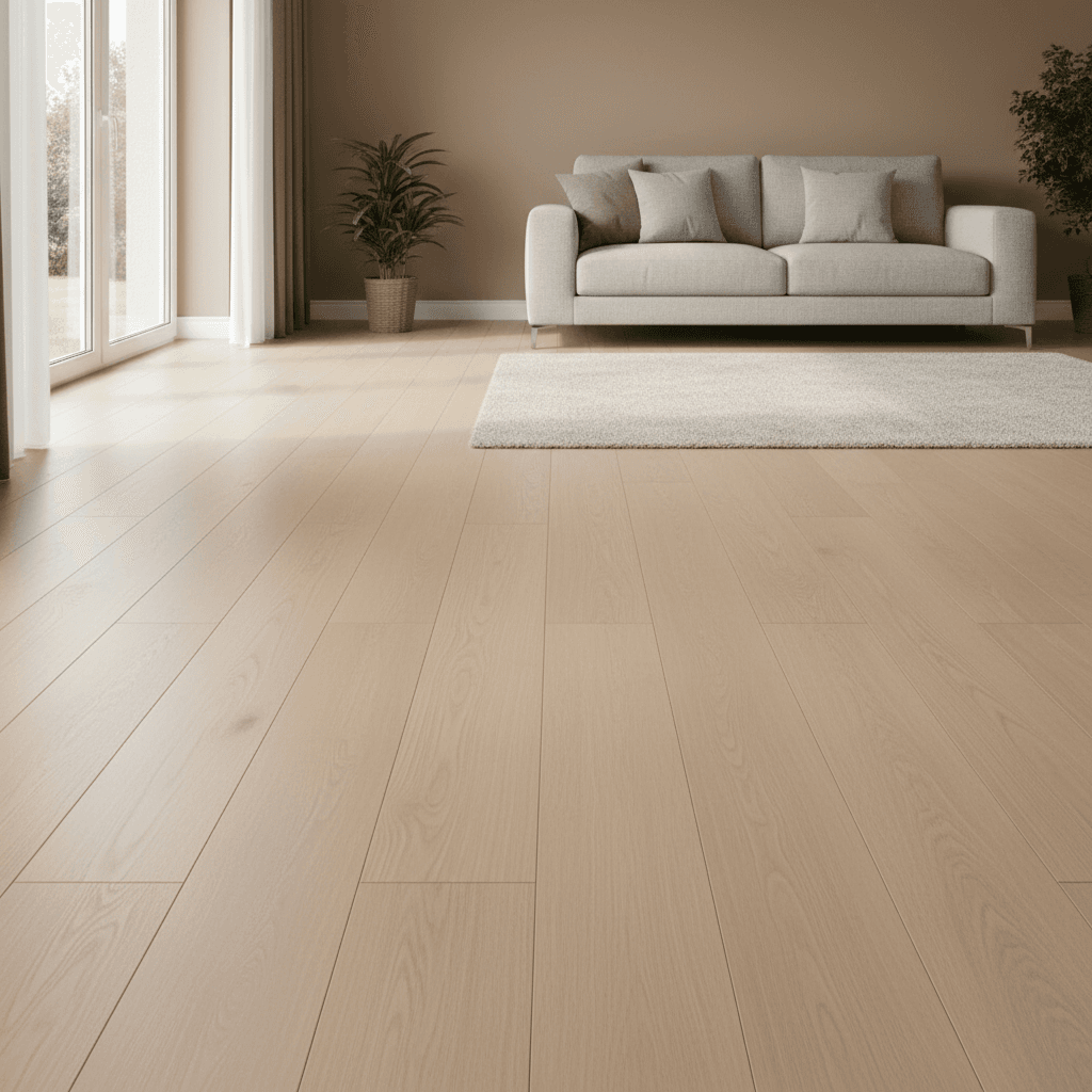 Finished flooring installation with clean seams and professional result