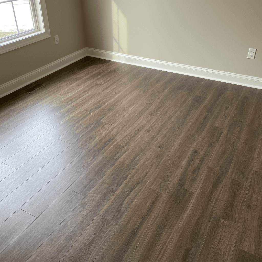 Finished flooring installation with trim