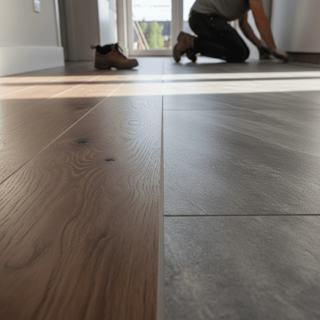 Vinyl plank flooring installation showing clean seams and professional finish