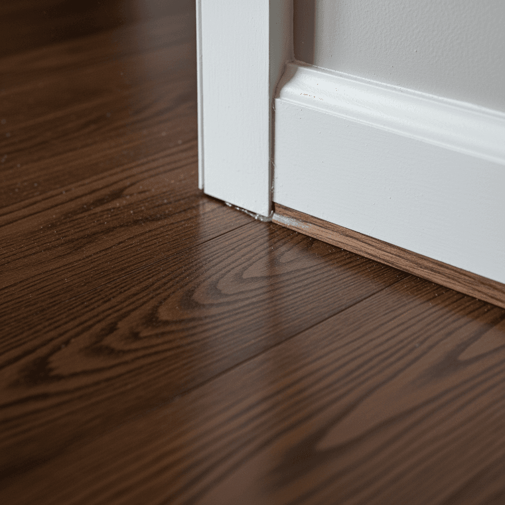 Kitchen vinyl flooring installation with finishing details