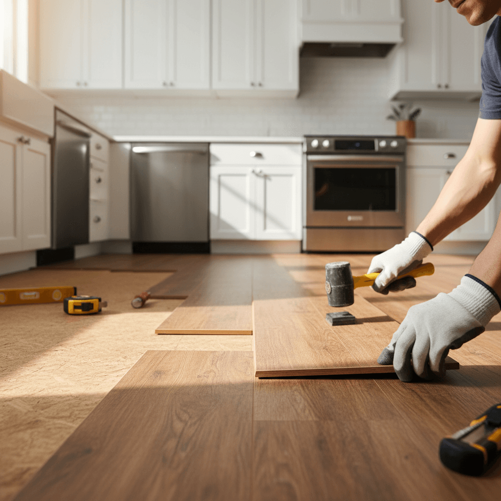 FLORIX flooring installer at work